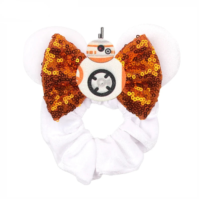 Cute Mouse Ears Velvet Scrunchies Hairband Women Elastic Ponytail Holder Girls Sequin Bow 2023 Kids Party DIY Hair Accessories
