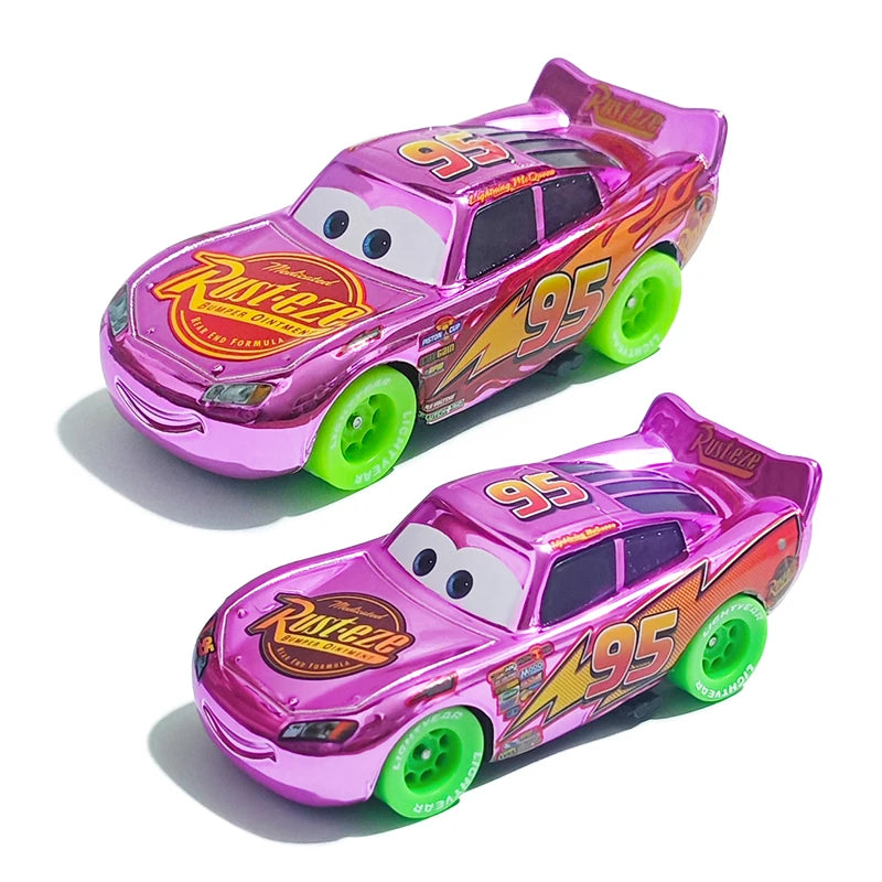 Pixar Cars Electroplated Pink 95 Lightning McQueen 1/55 Metal Die Casting Model Car Alloy Material Collectibles Racing Toys