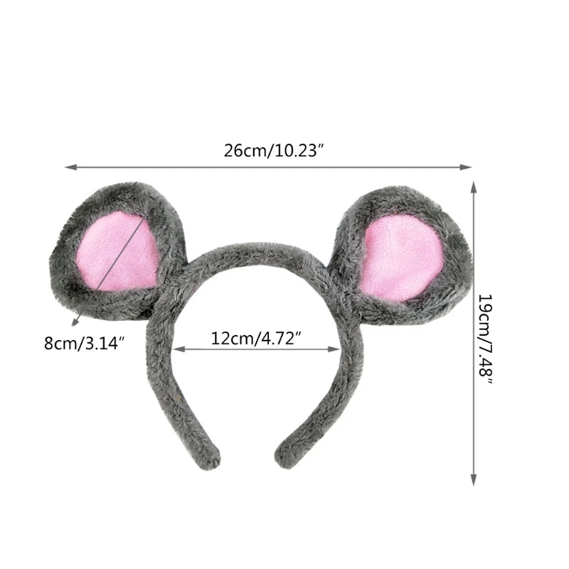 Plush Mouse Ears Headbands Cartoon Animal Ears Hair Hoop Cute Bear Ears Hairband Halloween Party Costume Photo Props F3MD