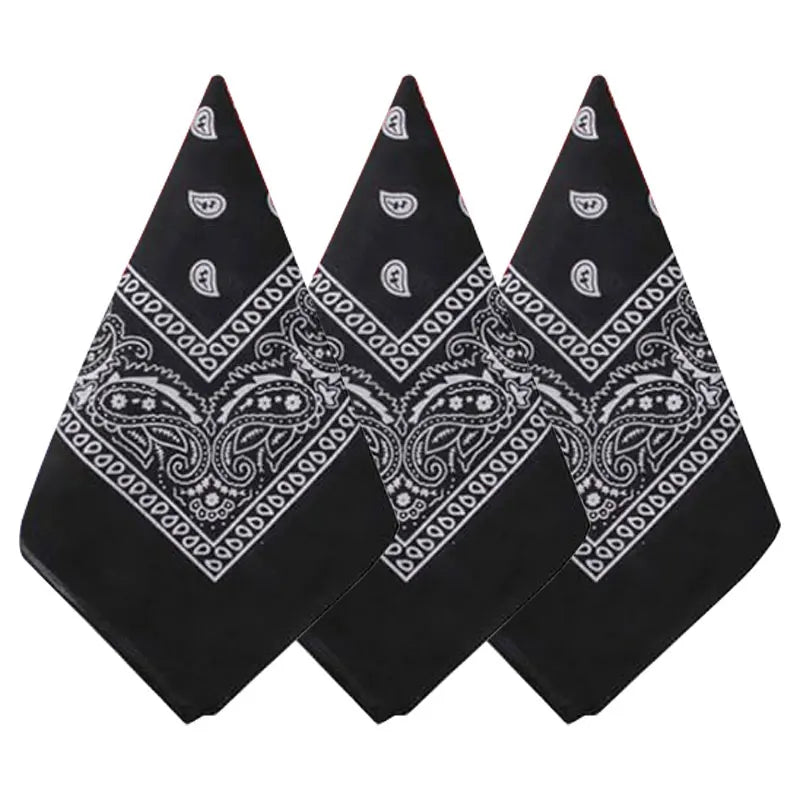 Hip Hop Cowboy Paisley Scarf Large Bandana Head Square Scarf Men Women 55x55cm Black Red White