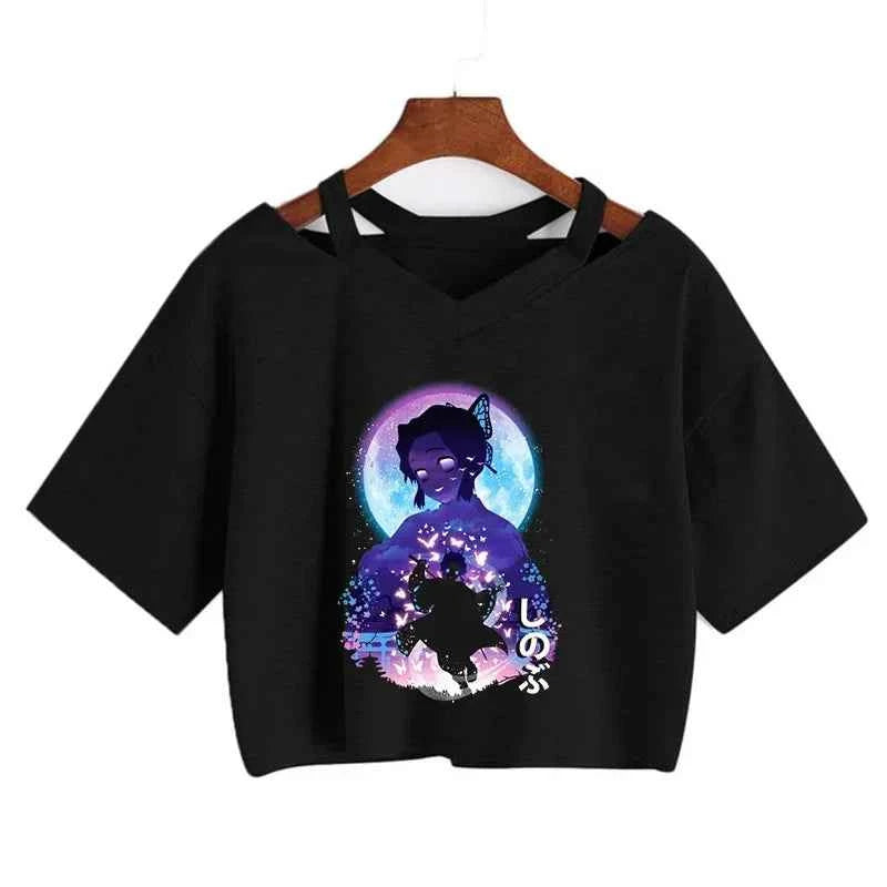 Demon Slayer T Shirt Nezuko Tshirt Women Kimetsu No Yaiba Crop Top Tees Japanese Anime Tanjirou Kamado Tops Manga T-shirt Female