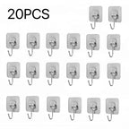 Big Size Hooks Heavy Duty 22 lbs Waterproof Adhesive Wall Hooks Nail-Free Transparent Waterproof Hooks for Kitchen Bathroom
