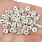 50pcs Rhinestone Spacer Beads Multi-color Crystal Metal Spacers Rondelle Beads for Jewelry Making DIY Bracelets Accessories
