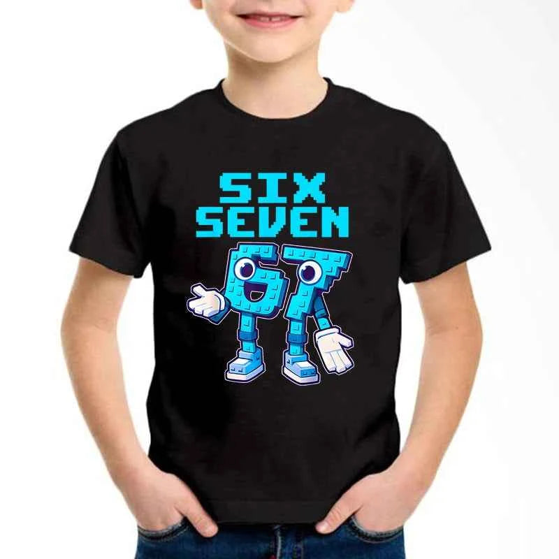 New Funny Six Seven Italian Brainrot 67 Number Graphic Print T-Shirt Boy/Girl Summer Short Sleeved Kids Comfortable Tshirt Top
