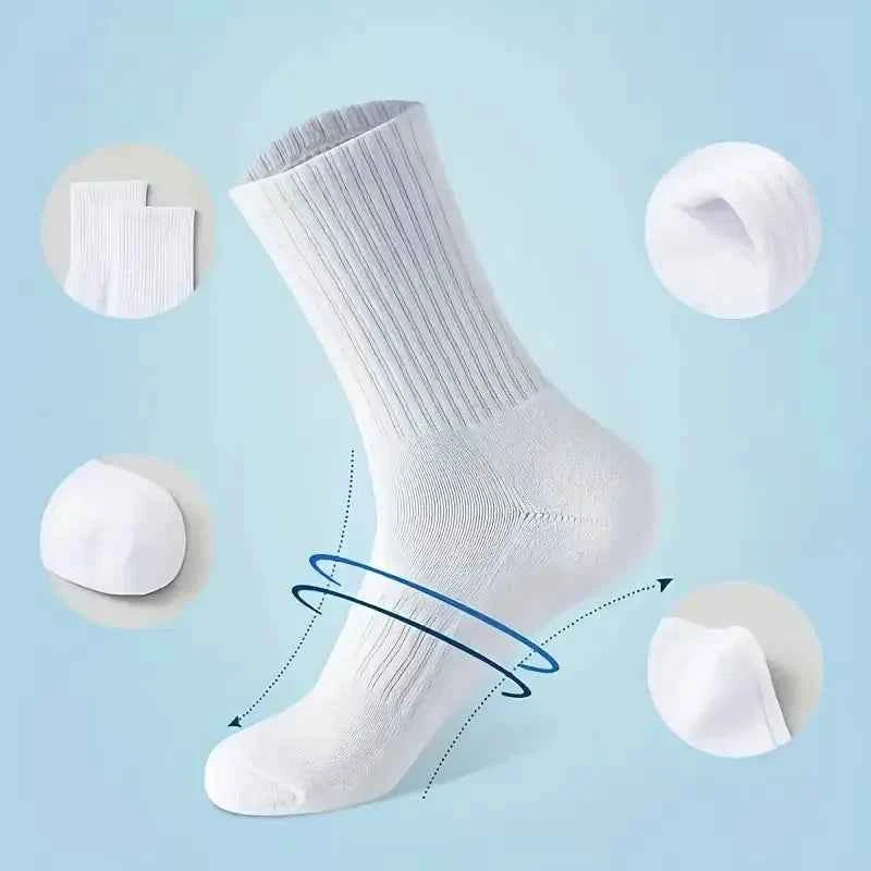 5/10/20 Pairs Neutral Solid Color Round Neck Socks Spring Autumn Sweat Absorbing Breathable Comfortable All-season Sports Socks