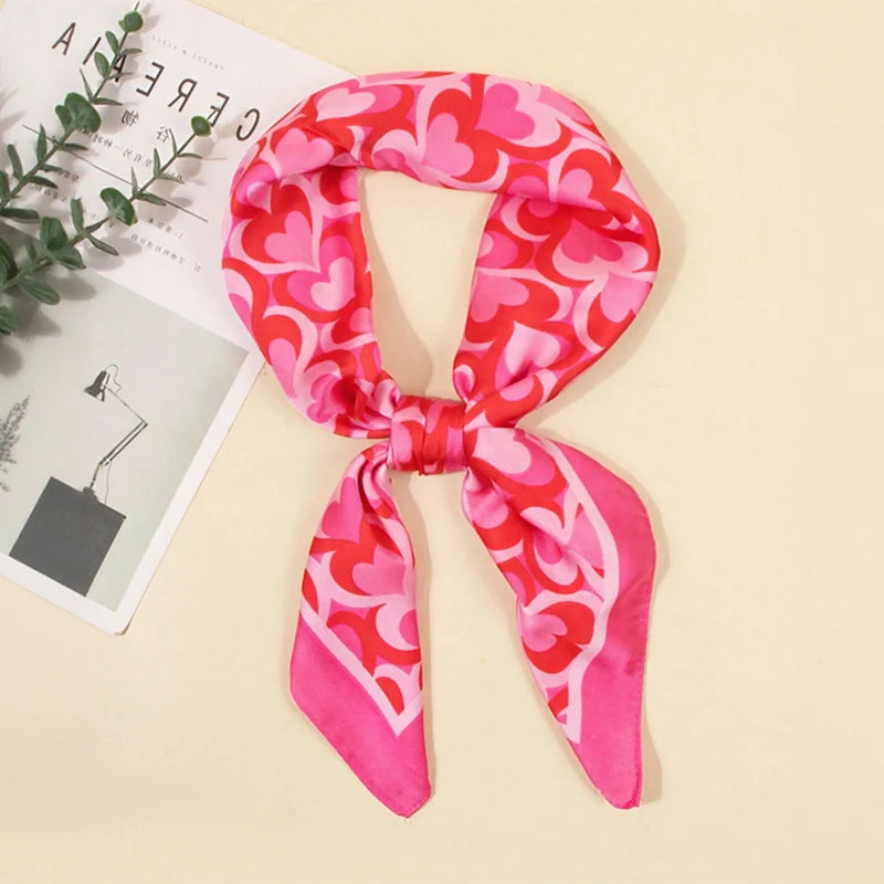 2024 Luxury Square Silk Scarf for Women Hijab Hair Bands Neckerchief Female Satin Shawl Ribbon Headband Fashion Wraps Bandana