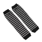 Punk Stripe Fingerless Gloves for Women & Men – Long Knitted Arm Warmers, Elastic Winter Cuffs, Hip-Hop Elbow Mittens for Outdoor & Streetwear