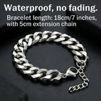 HNSP 3MM-15MM Thick 316L Stainless Steel Cuban Chain Bracelet For Men Hand Jewelry Punk Street Style Accessory PVD Electroplat