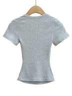 Square Collar High Stretch Summer Crop Tops Women Short Sleeve Tops Sexy Pullover Bottoming Blouses Slim T-shirt