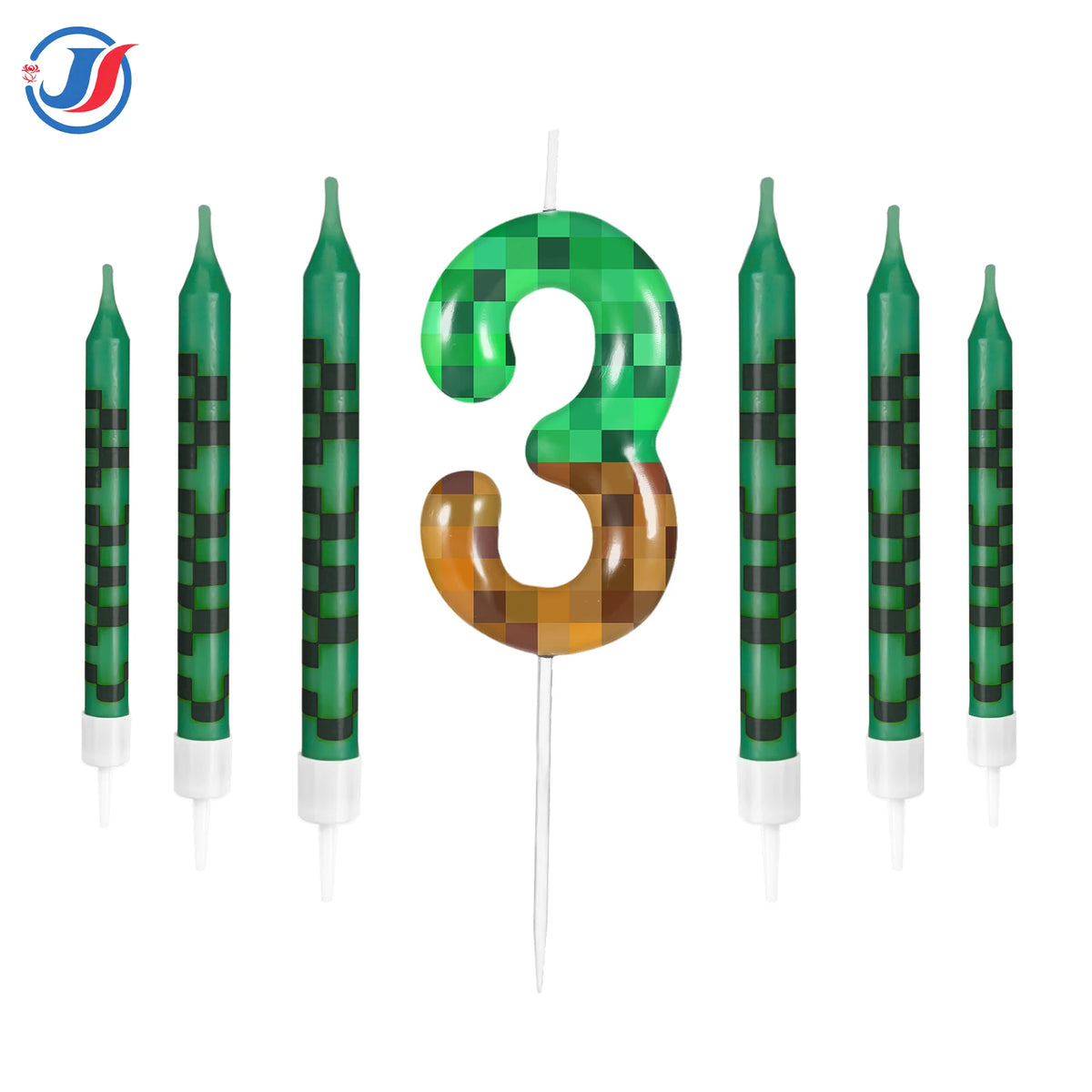 7Pcs Pixel Birthday Cake Candles Topper for Pixel Theme Party Anniversary Party Video Game Party Supplies for Boys Girls