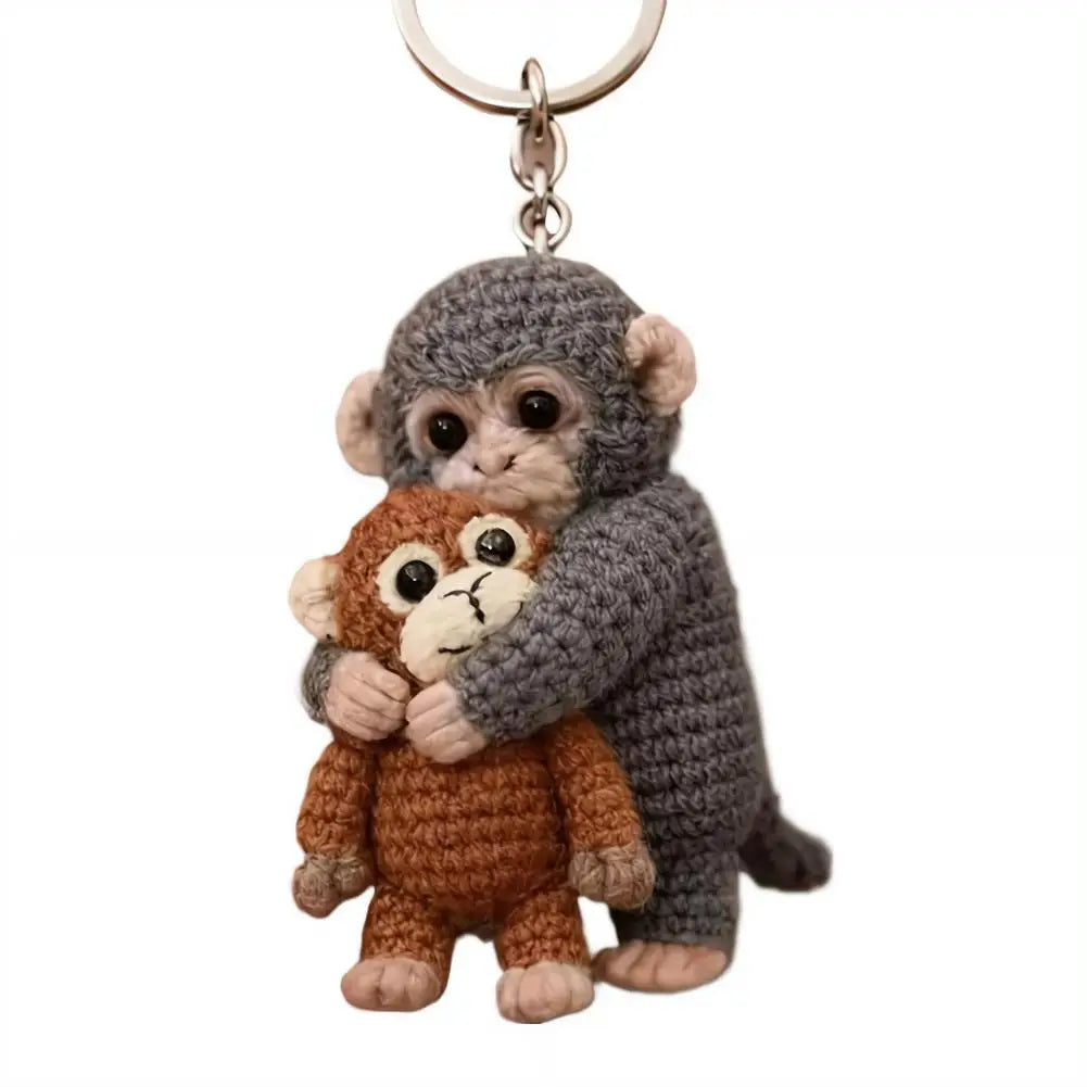 Funny Crochet Monkey Keychain Cute Backpack Bag Charm
