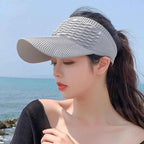 New Women Anti-UV Sun Hats Breathable Adjustable Empty Top Visor Caps for Men Tennis Golf Running Travel Beach Sport Outdoor Hat