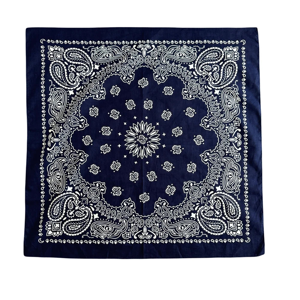 70CM Oversized Hip Hop Amoeba Cashew Cotton Square Bandana Scarf Headband Black Paisley Gifts For Men/Boys/Girls