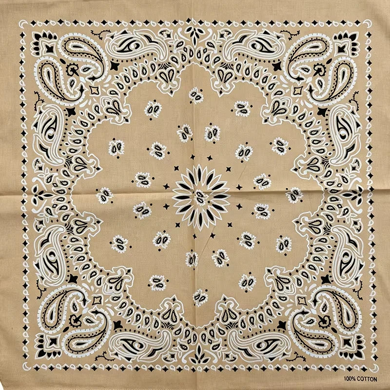 New Fashion Hip Hop 100% Cotton Bandana Square Scarf Gradient Color Paisley Headband Printed For Women/Men/Boys/Girls