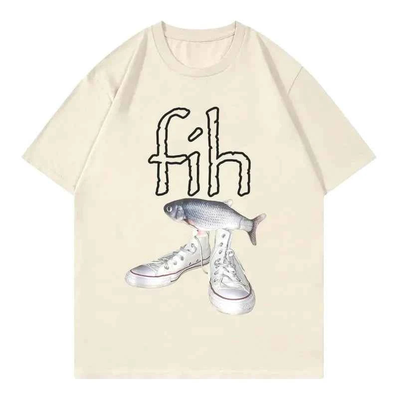 New Style Fih Shoes Graphic T Shirts Funny Misspelled Fish Meme T-shirtsWomen Casual Fashion Short Sleeve T-shirt