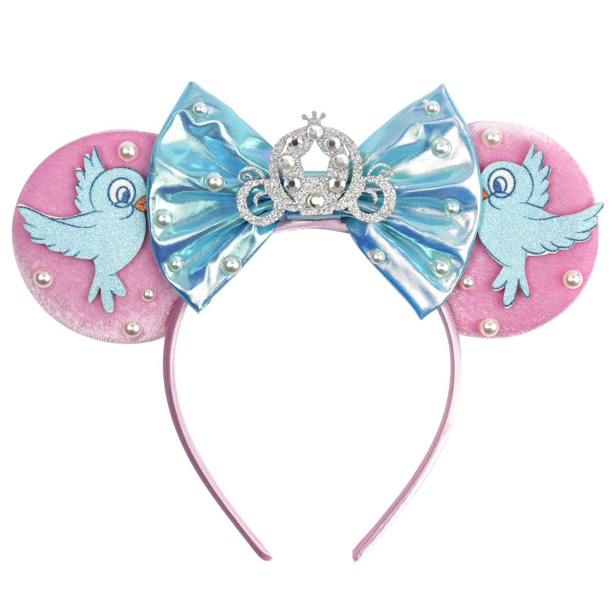 Cinderella Cartoon Mouse Ear Headband Sequin Bows Girl Adult Kid Halloween DIY Party Cosplay Hair Accessories Princess Hairband