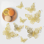 48pcs 3D Butterfly Wall Decor 4 Styles 3 Sizes, Gold Butterfly Decorations for Butterfly Birthday Party Cake Room Decorations
