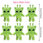 Cute Alien Cat Plush Toy Green Kitten Soft Plushie Dolls Kawaii Anime Stuffed Animal Pillow Home Decor Couple Gifts for Friends