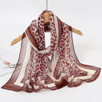 2024 New Print Chiffon Scarf Shawl Women Sunscreen Silk Scarf Turban Long Wrap Beach Travel Outdoor Accessories Trendy Headband