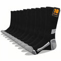 10 Pairs Men Solid Color Striped Sports Long Socks Suitable All Seasons Breathable Anti Odor Sweat Absorption Leisure Socks