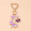Cute Enamel Flower Butterfly Keychain Women Girls Love Heart Key Ring Pendants Handbag Decor DIY Handmade Jewelry Gifts