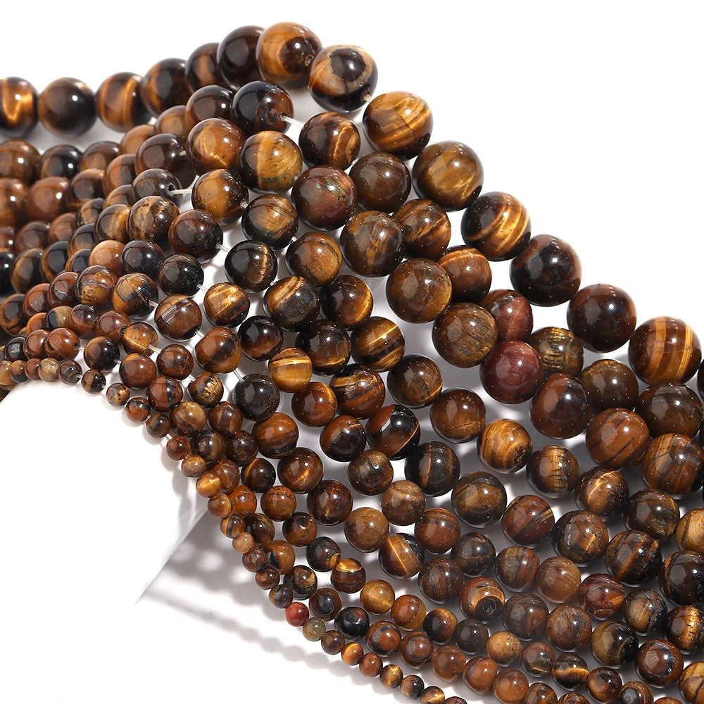 1String/Lot 4 6 8 10 12mm Natural Stone Round Tiger Eye Crystal Turquoises Spacer Beads For DIY Crafts Ornament Making Supplies
