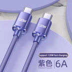 120W USB Type C Cable Type C to Type C Fast Charging Cord USB C Quick Charge Phone Cables For Samsung Xiaomi Huawei Realme