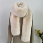 1pcFashionable 180cm Fake Fur Long Scarf Soft Plush Thick Long Strip Scarf Fur Decor Luxury Wraps Shawl Party Ladies Neck Warmer