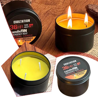 Emergency Candle 36 Hour 3 Wick Long Lasting Beeswax Survival Candle with Aroma for Home Camping Fishing