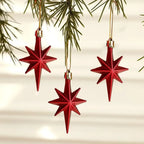 12pcs New Plastic Christmas Hanging Ornaments Star Shaped Glittering Xmas Tree Pendant Party Supplies DIY Festival Decorations