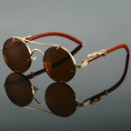 Vintage Round Double Bridge Sunglasses Retro Fashion Eyewear