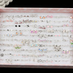 7/14/21/28Pairs/Lot Fashion Elegant Charm Exquisite Geometry Multicolor Rhinestone Earrings For Women Jewelry Accessories Gifts