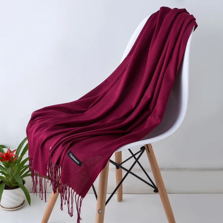 Women's Pashmina Scarf Shawls Soft Cashmere feeling Headscarf Travel Office Winter  Warm Hijabs Solid Lady Wraps Female Bandana