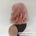 Short Wet and Wavy Scalp Top Full Machine Synthetic Wigs Pink 12inch 180% Density (12inch 180% Density, Pink Color)