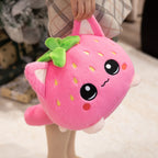 Cute Plush Stuffed Toy Strawberry Cat Pillow Doll Children's Birthday Gift Home Decoration Animal Christmas Gift