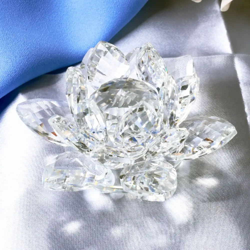 Feng shui Quartz Crystal Lotus Flower Crafts Glass Paperweight Ornaments Figurines Home Wedding Party Decor Gifts Souvenir