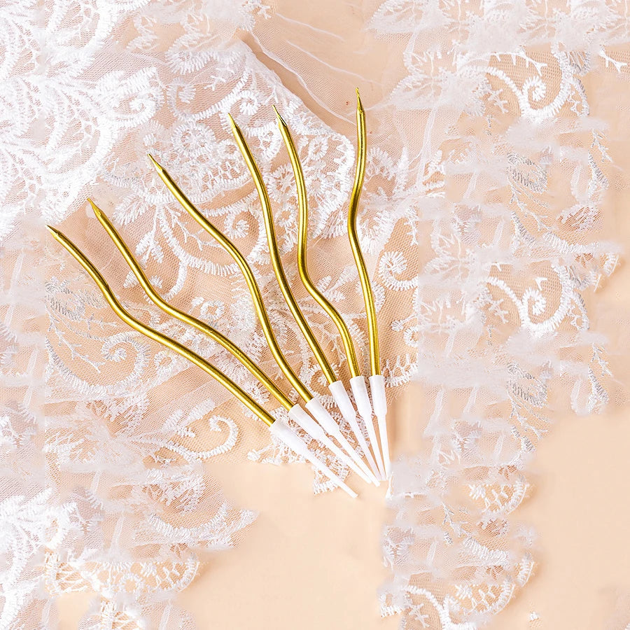 24Pcs/12PCS Champagne Gold Candles Cake Topper Birthday Wedding Party DIY Decoration Supply Cake сахарная картинка торт  boda