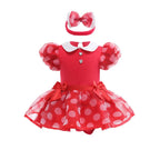 Baby Romper Tutu Dress with Headband Infant Baby Girl Princess Clothes Cute Design Kids Dress Halloween Party Costumes Outfit