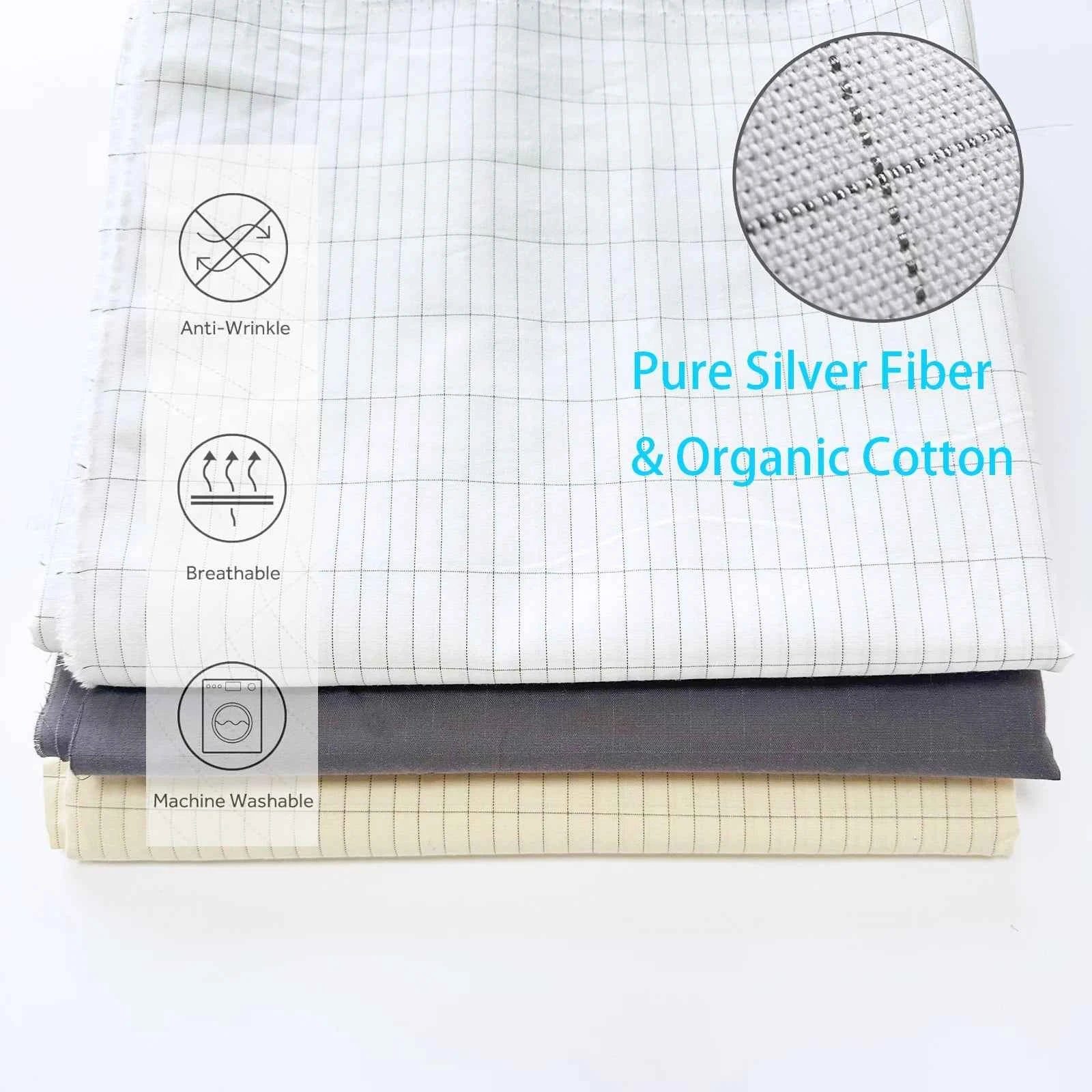 Conductive Silver Fiber Flat Bedsheet with Earthing Cord Antistatic Health Protection Sheet Grounded Improvement Sleep