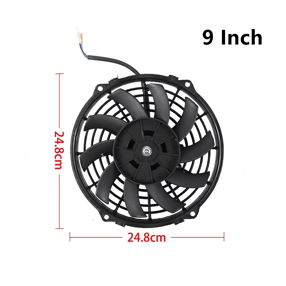 Universal 7/9/10/12/14/16 Inch 12V 80W 2100RPM Car Air Conditioning Cooling Fan Blade Cool Mounting Kit CF-1001