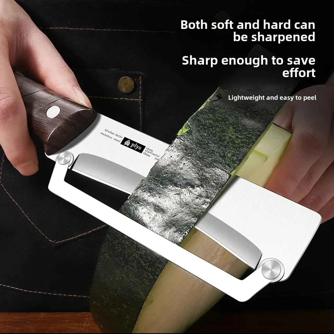 Stainless steel peeler with imitated wood handle for peeling and slicing fruits and vegetables | Durable and smooth operation