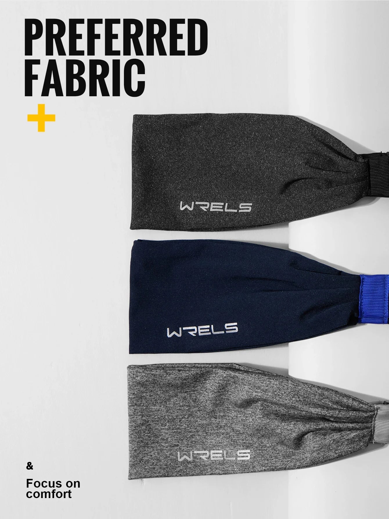 WRELS Sports Headbands Moisture Wicking Sweatbands for Running Breathable Headbands Elastic Non Slip Hairband for Women and Men