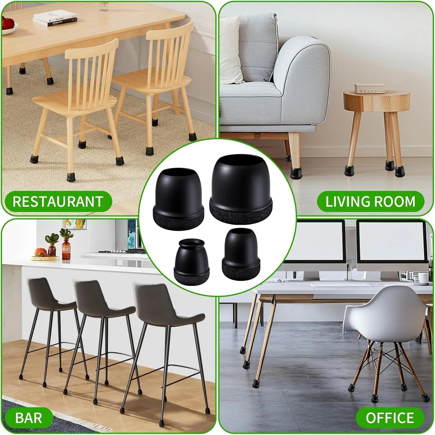 16PCS Chair Leg Protectors Silicone with Thick Wrap Felt Furniture Leg Pads for Protecting Floors from Scratches and Noise