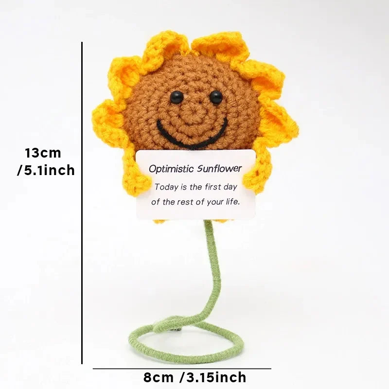 Positive Energy Duck Doll Hug Pocket Mini Handmade Plush Wool Knitting Dolls Funny Emotional Support Crochet Gift for Birthday