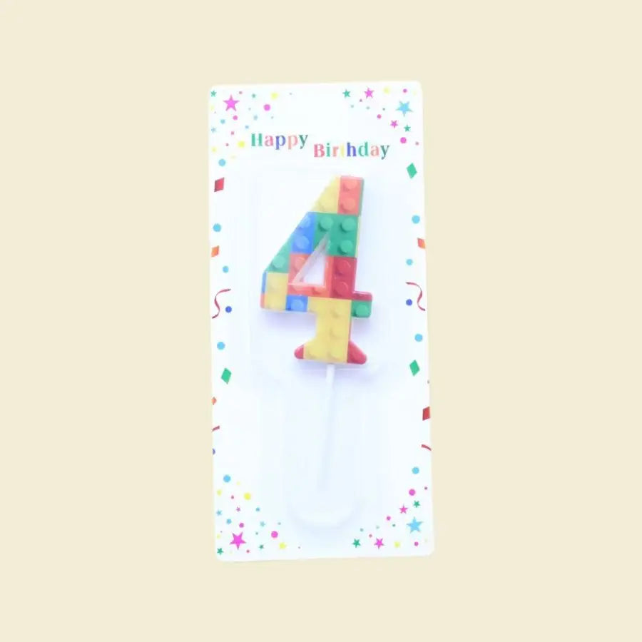1 PCS  Colored Building Block Shaped Digital Candle Cake Decoration 0-9 Birthday Baking Decoration Plugin