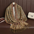2025 new ethnic style retro shawl cashew flower geometric scarf cloak tassel scarf multi-color variety options available