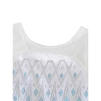 Disney Elsa Princess Dress For Girl White Printed Long-Sleeved Lace Dress Festive Party Gift Set Frozen Dress Fire Spirit Olaf