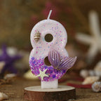 Mermaid Tail Birthday Candles with Starfish, Number Candles, Creative Cake Decorations for Birthday Party, DIY Party Decoration
