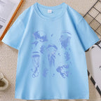 Vintage Jellyfish T-Shirt Summer Ocean Tee Sea Creature Top Beach Lover Gift Men Women Casual Round Neck Printed T Shirt