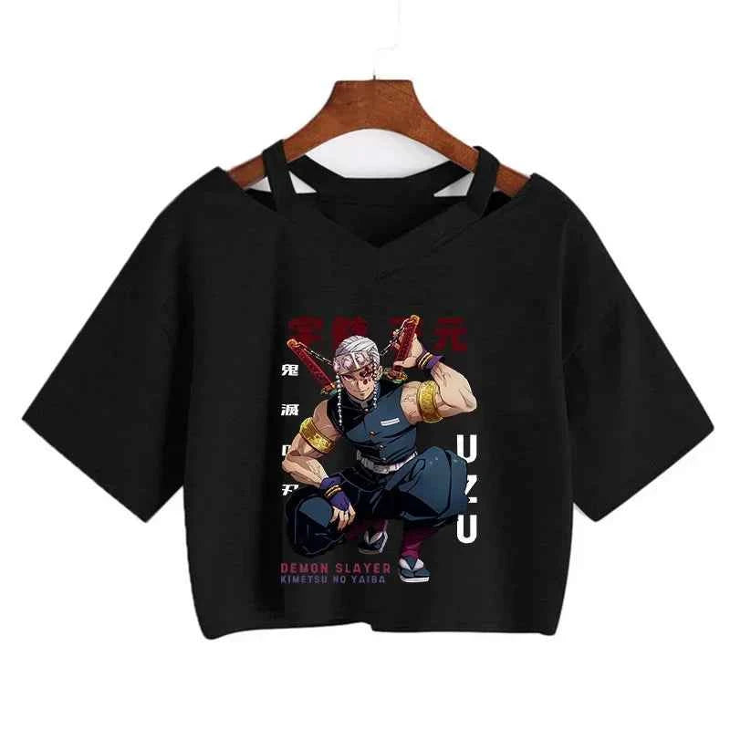 Demon Slayer T Shirt Nezuko Tshirt Women Kimetsu No Yaiba Crop Top Tees Japanese Anime Tanjirou Kamado Tops Manga T-shirt Female